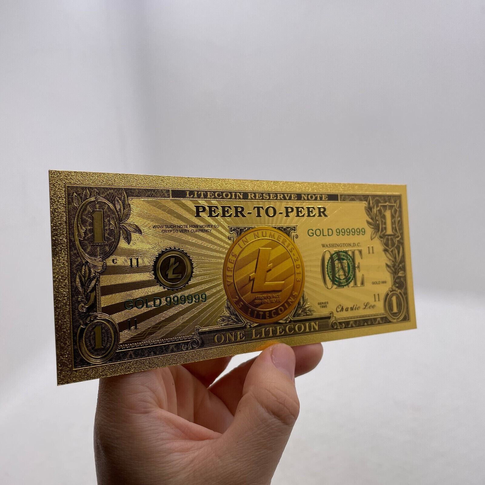 Litecoin Commemorative Gold Foil Note LTC - CryptoCurrency Peer - Peer New