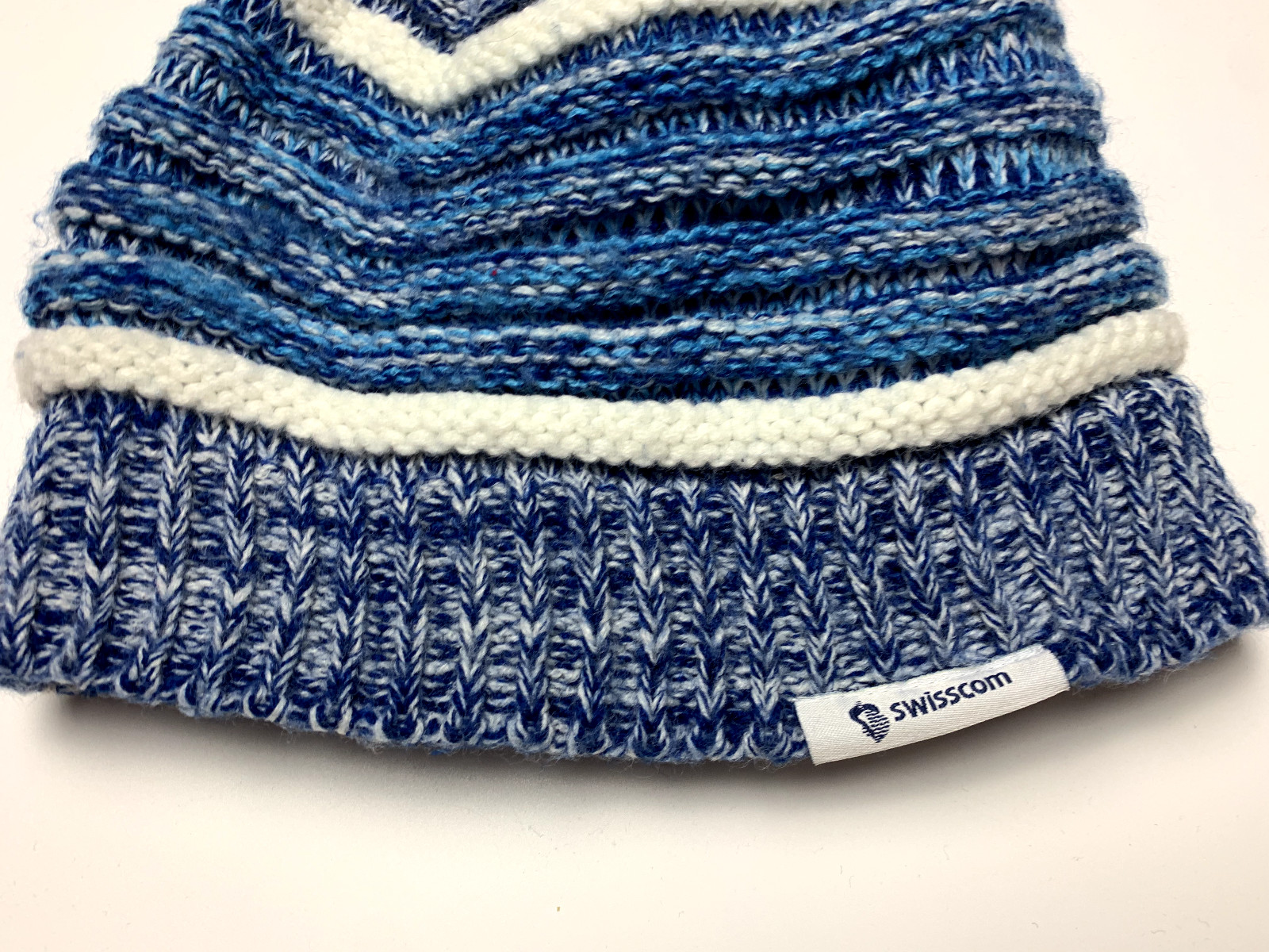 Swisscom Pom Pom Winter Beanie Blue Hat