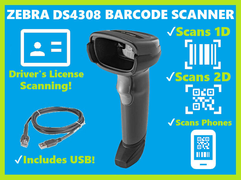 ✅Zebra DS4308 High Performance 2D/1D/QR Code Barcode Scanner w/ USB Cable! ⭐🔥