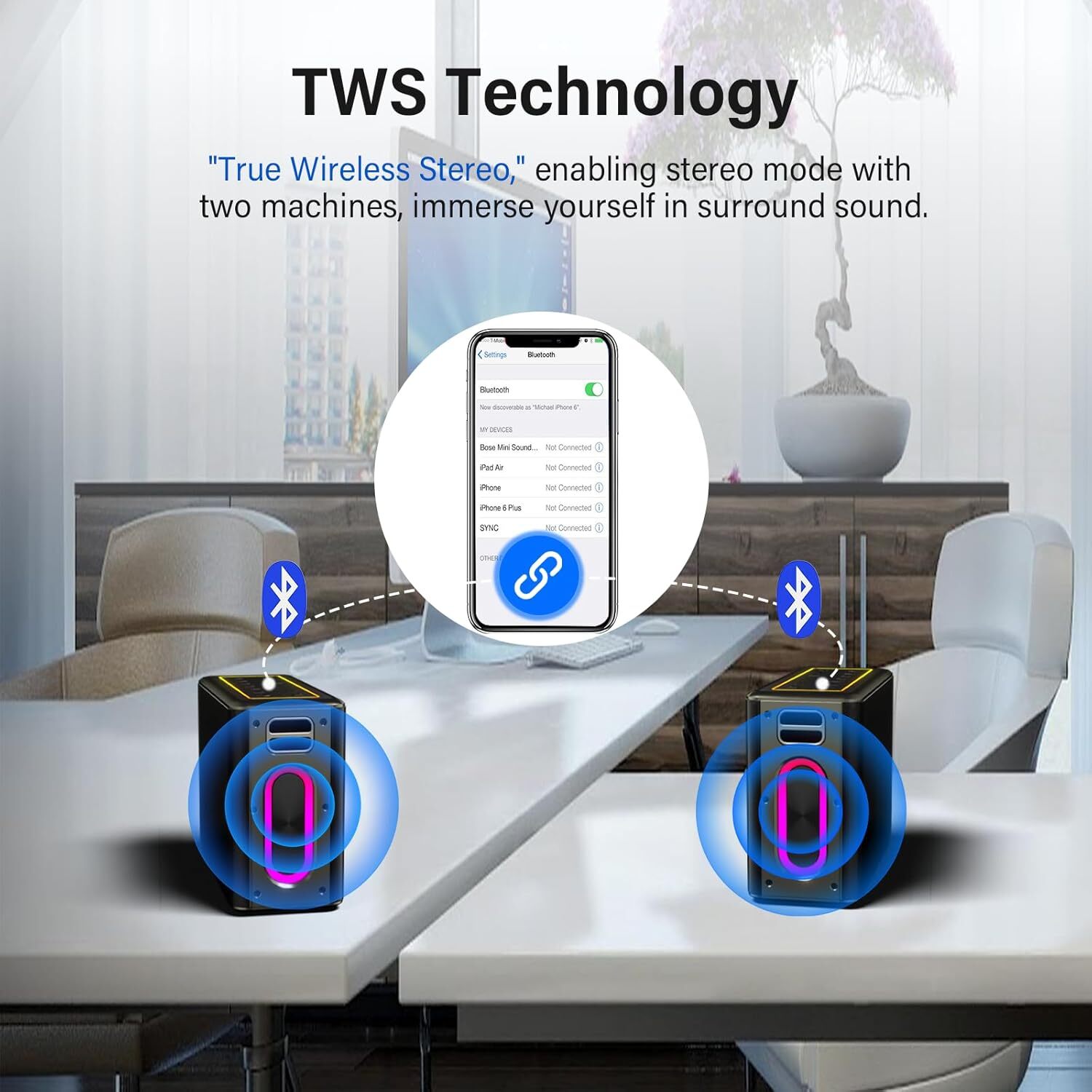 Karaoke Machine with Two Wireless Microphones, Powerful Portable Bluetooth Speak