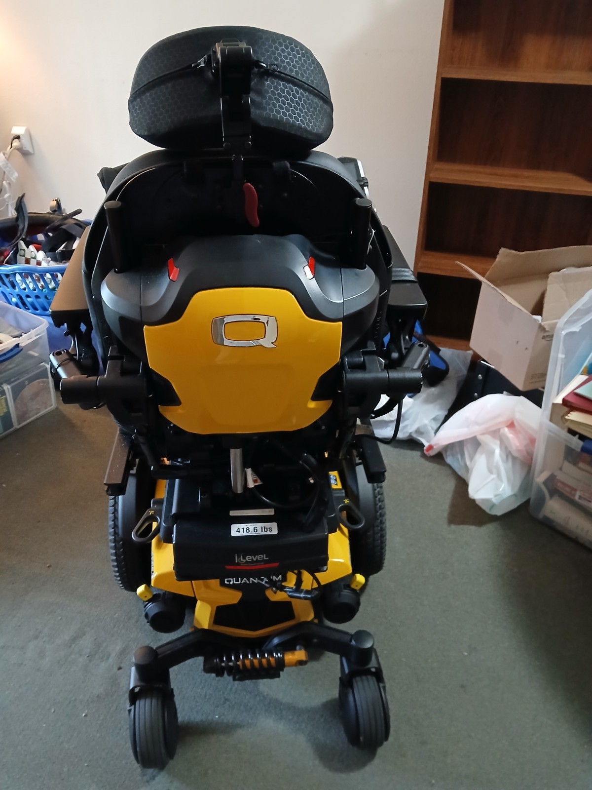 Quantum Q6 Edge 3 Power Wheelchair Yellow Joystick Detachable Footrests
