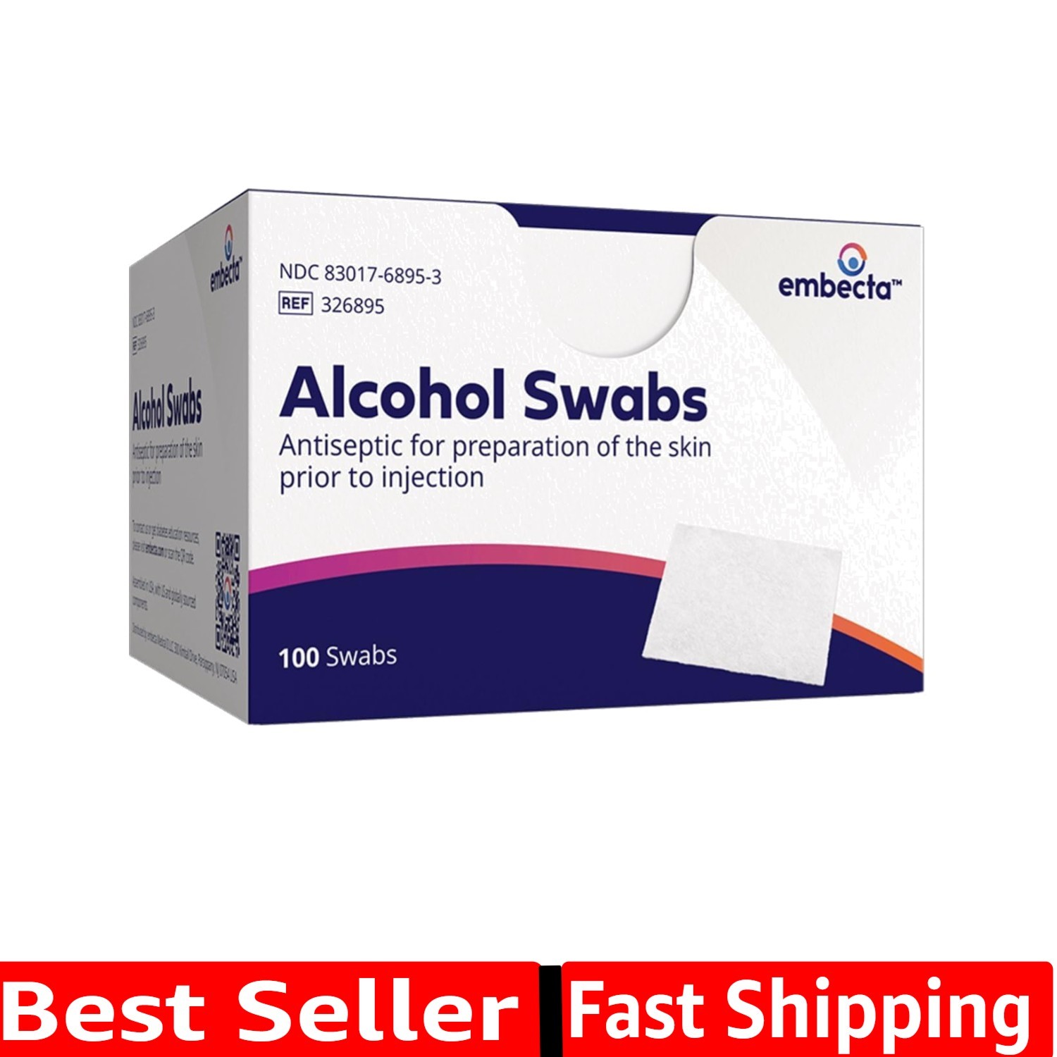Alcohol Swabs 100 Each White