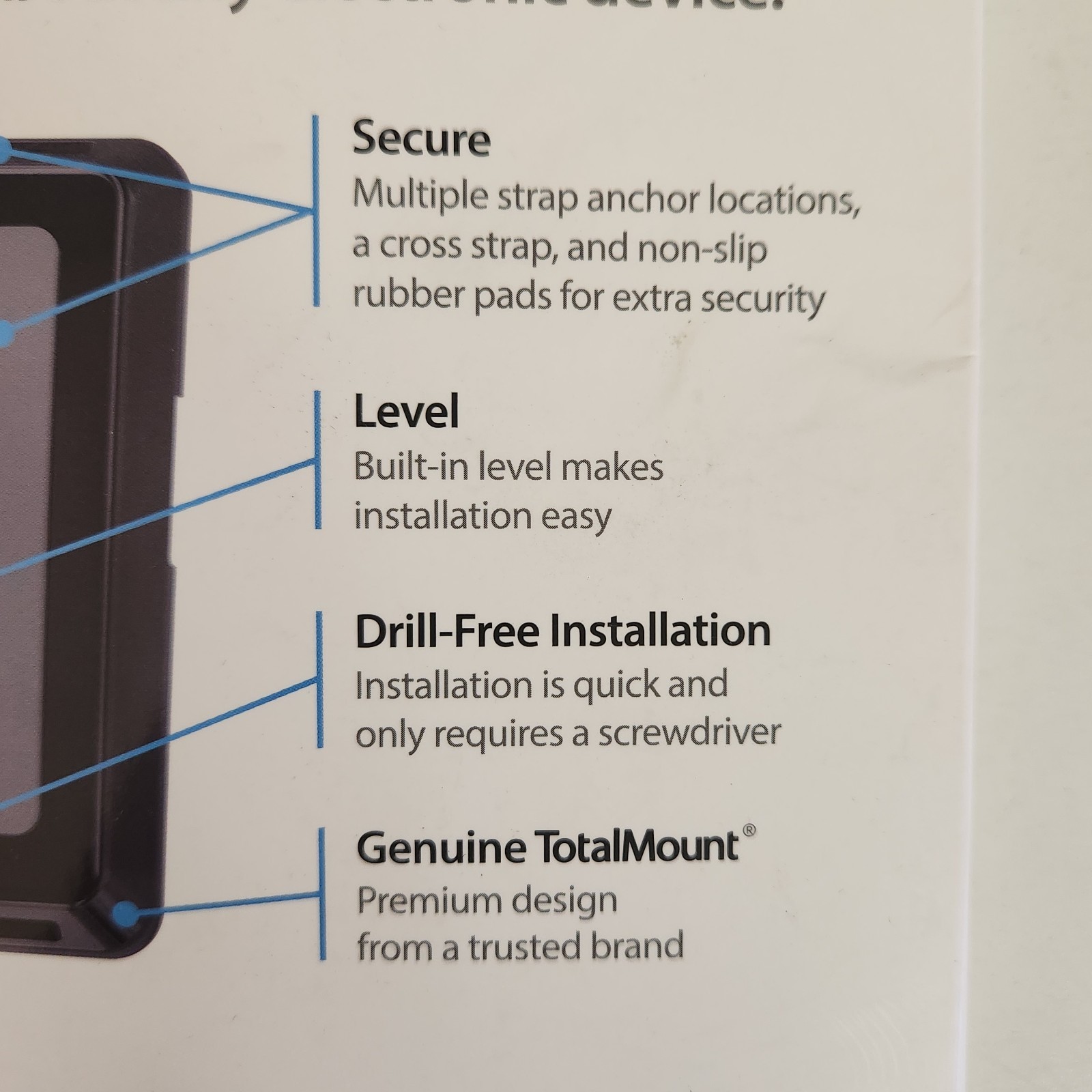 Total Mount Universal Strap Mount for Electronic Devices Tablet Built In Level