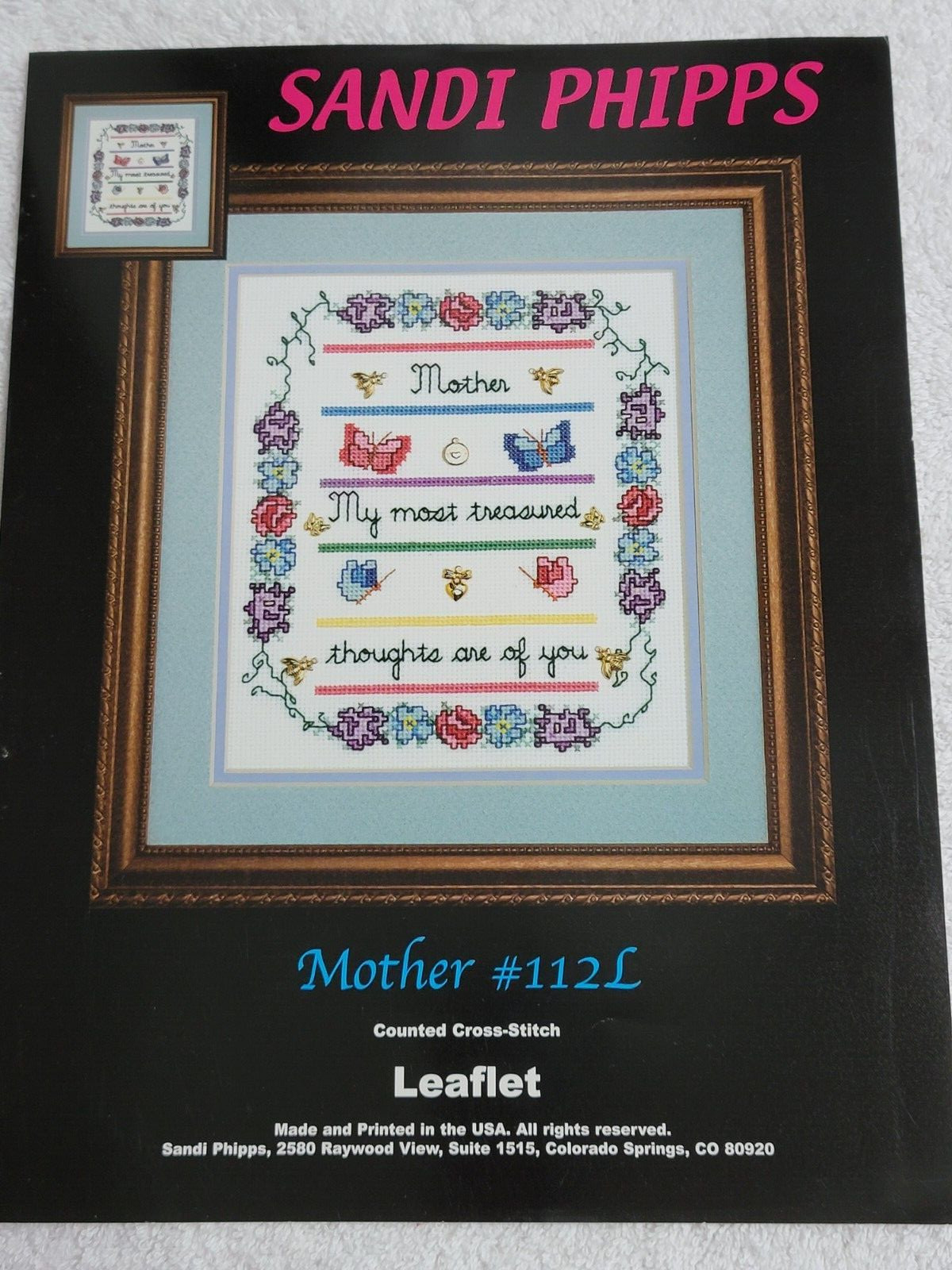 8 NEW ASSORTED SANDI PHIPPS COUNTED CROSS STITCH PATTERN LEAFLETS NEEDLEWORK