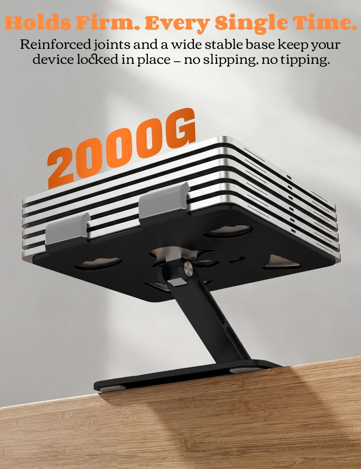 Adjustable Tablet Stand, 360° Rotating Aluminum Holder, Black