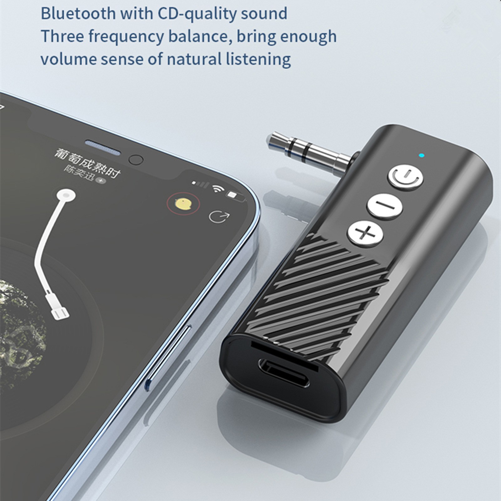 Black 3-in-1 Wireless Bluetooth ABS 5.3 Transmitter Receiver Adapter Audio