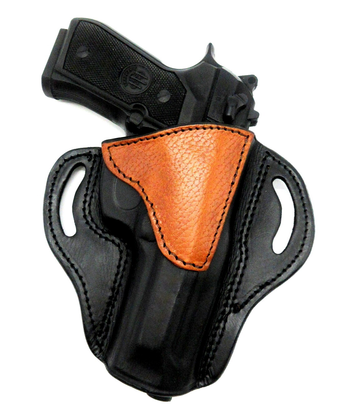 TEXAS 1836 Right Hand Open Top Belt Holster 2-Tone Leather - BERETTA 92X PD 4.9"