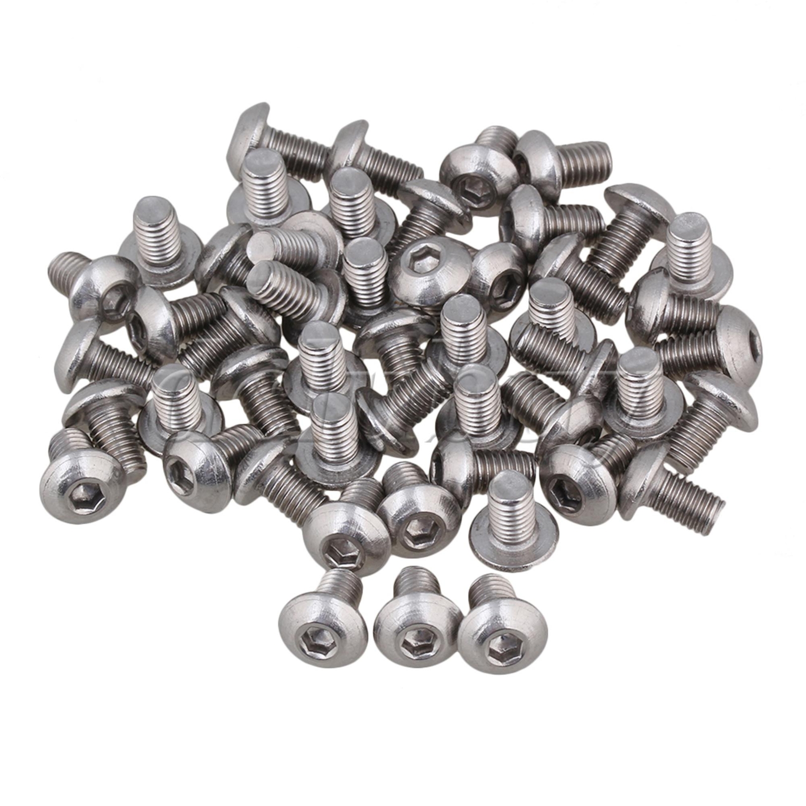 50pcs Silvery Metric Thread M5x8mm Button Head Hex Socket Cap Screws Bolts
