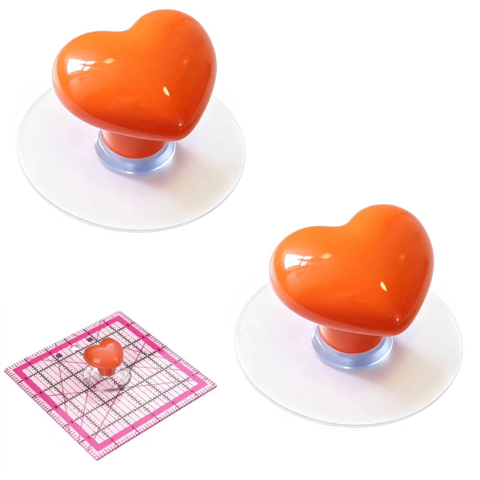 2 PCS Ruler Knob Quilting Sewing Tools Single Quilt Rubber Orange