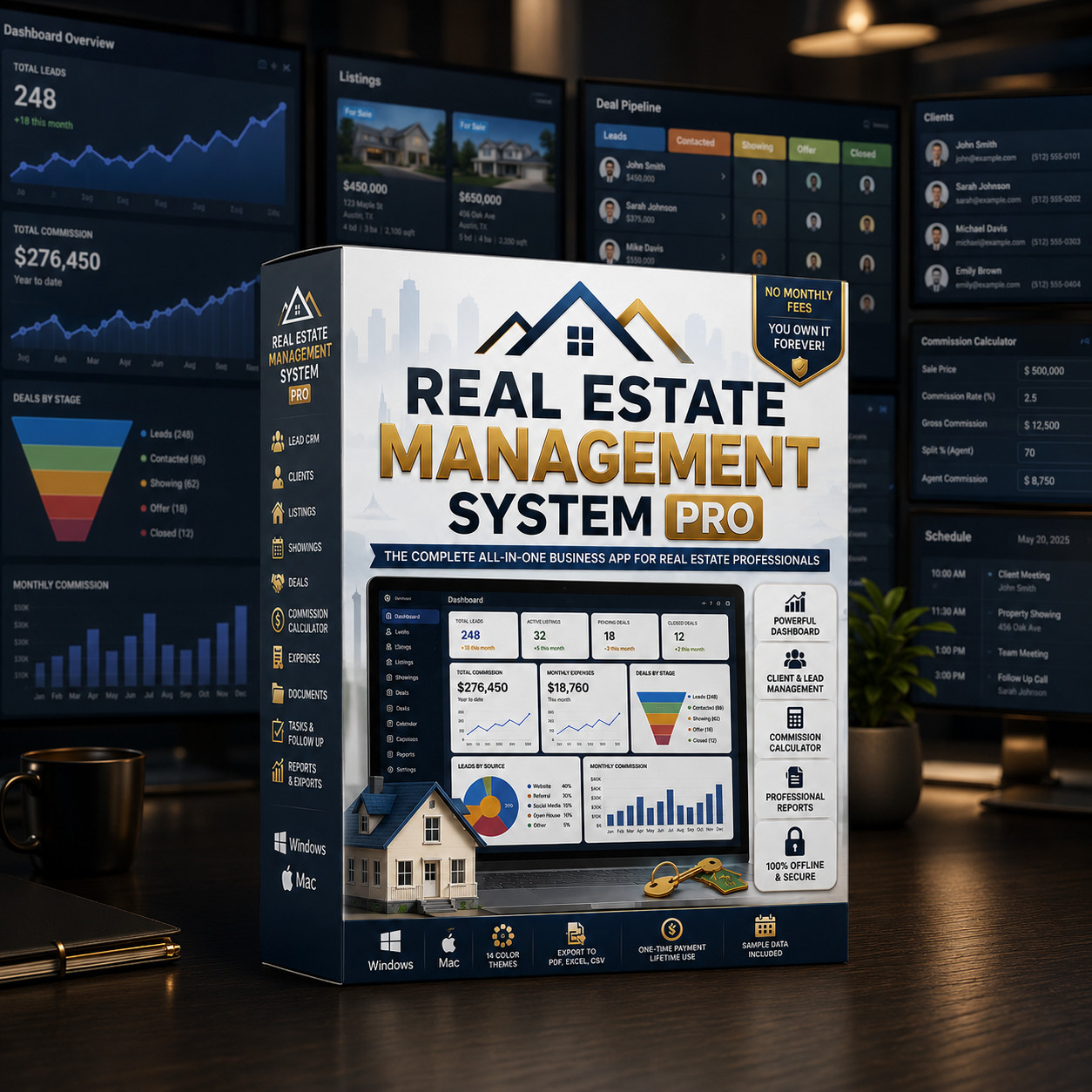 Real Estate Realtor CRM Software, Commission Tracker, Desktop App Windows & Mac