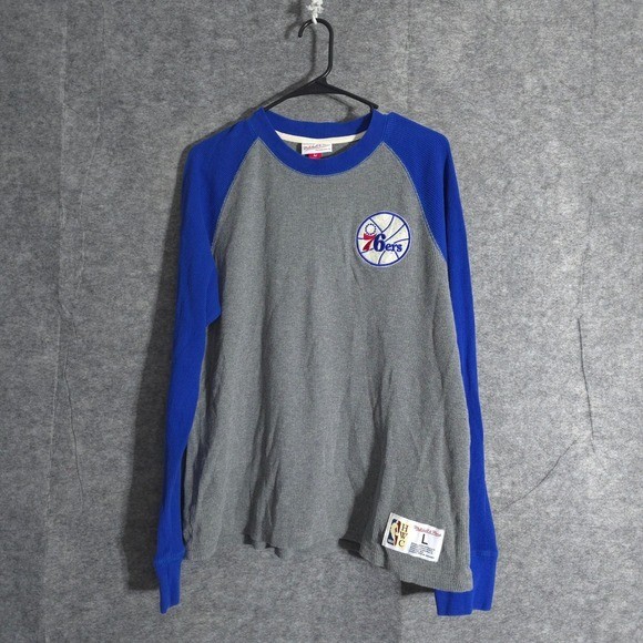 Mitchell & Ness Philadelphia 76ers T-Shirt Mens L Thermal Raglan Long Sleeve NBA