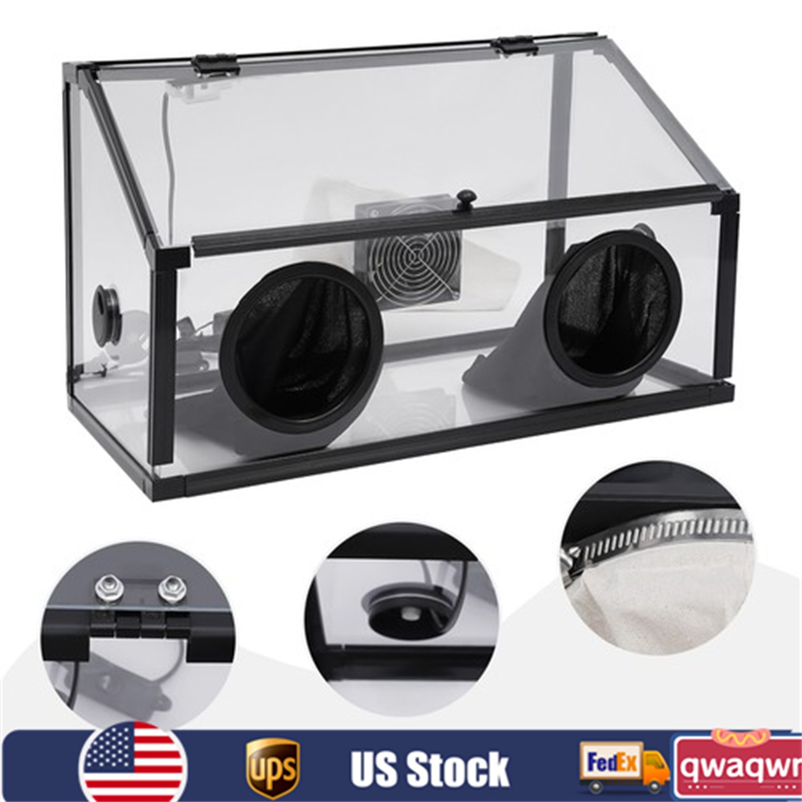 LED Grinding Box for Dust Collector Jewelry Engraving Table Polisher Dust Proof