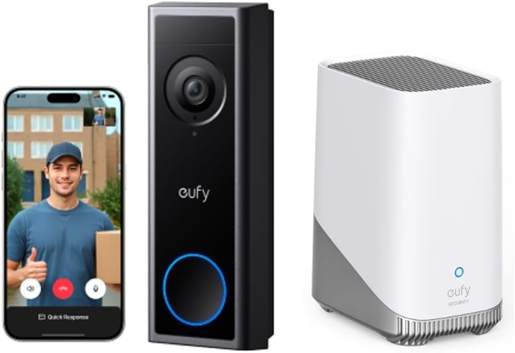 eufy Wireless Video Doorbell C30 2K FHD Intercom Live Video Call &HomeBase 3