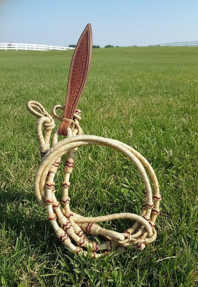 Hand-Braided Rawhide Romal Romel Reins 16 Plait Western Horse Tack Leather Poppe