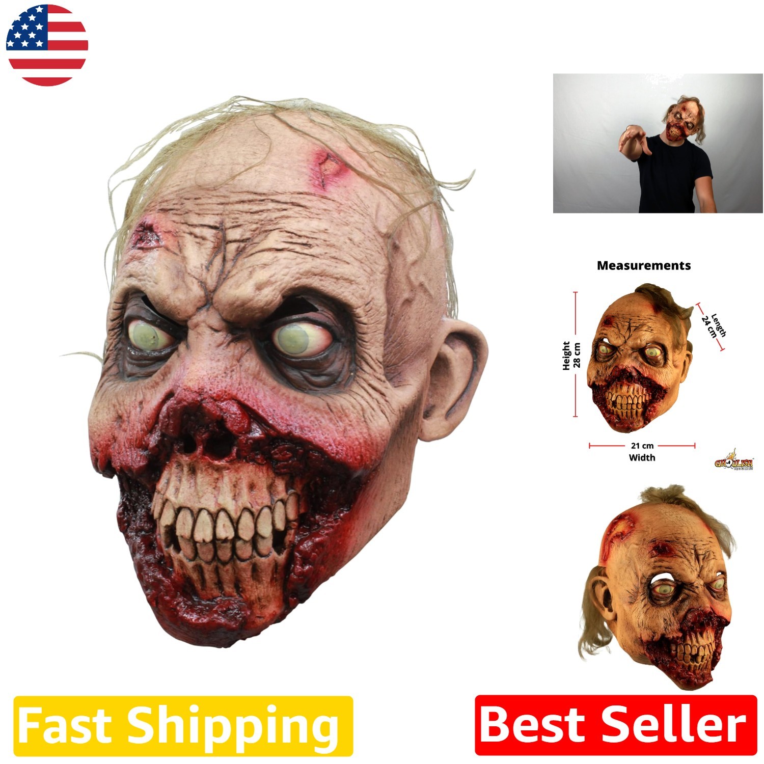 Rotten Gums Zombie Mask Adult Latex Realistic Halloween Costume Prop