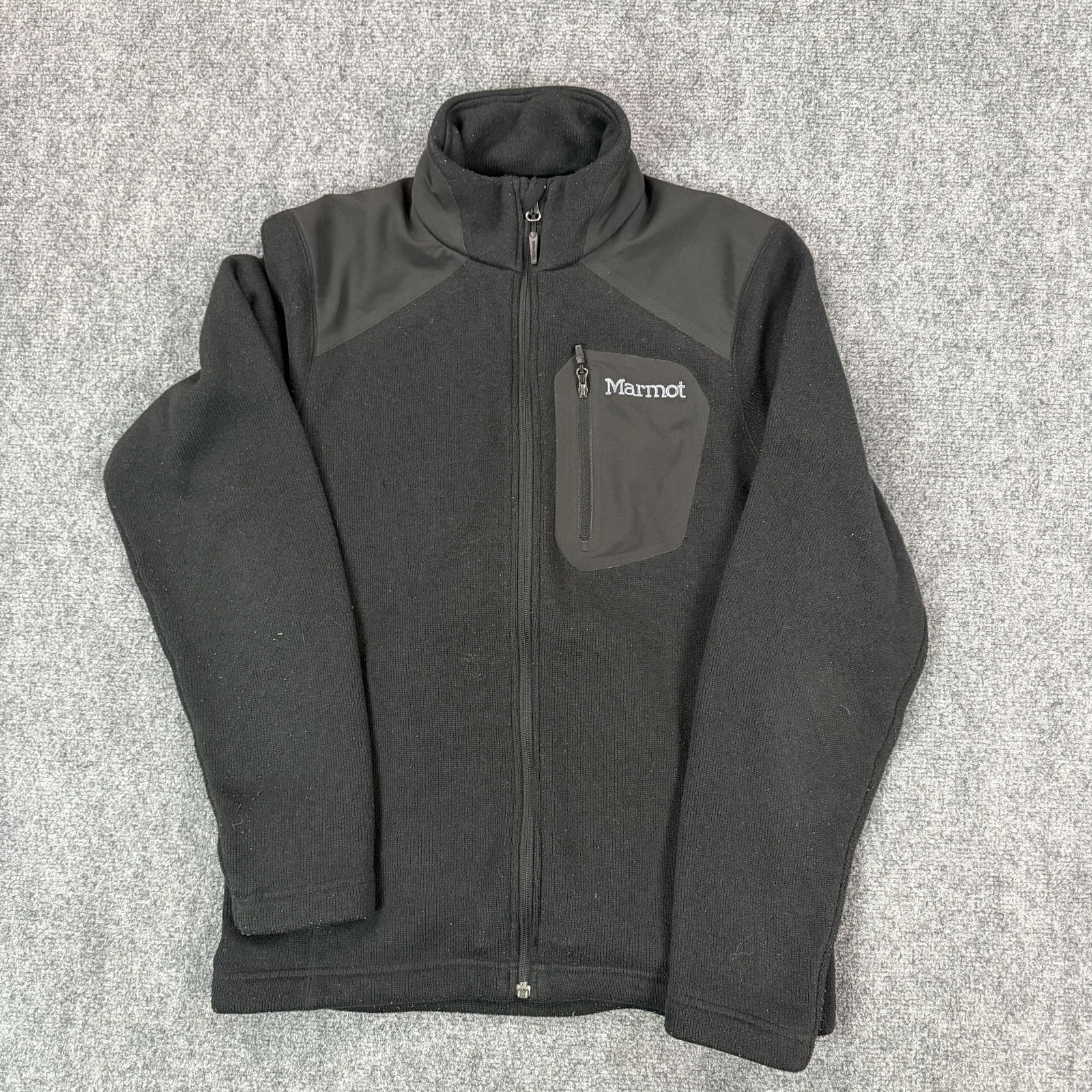 Marmot Jacket Mens Small Black Fleece Full Zip Collared Outdoor Hiking C93760