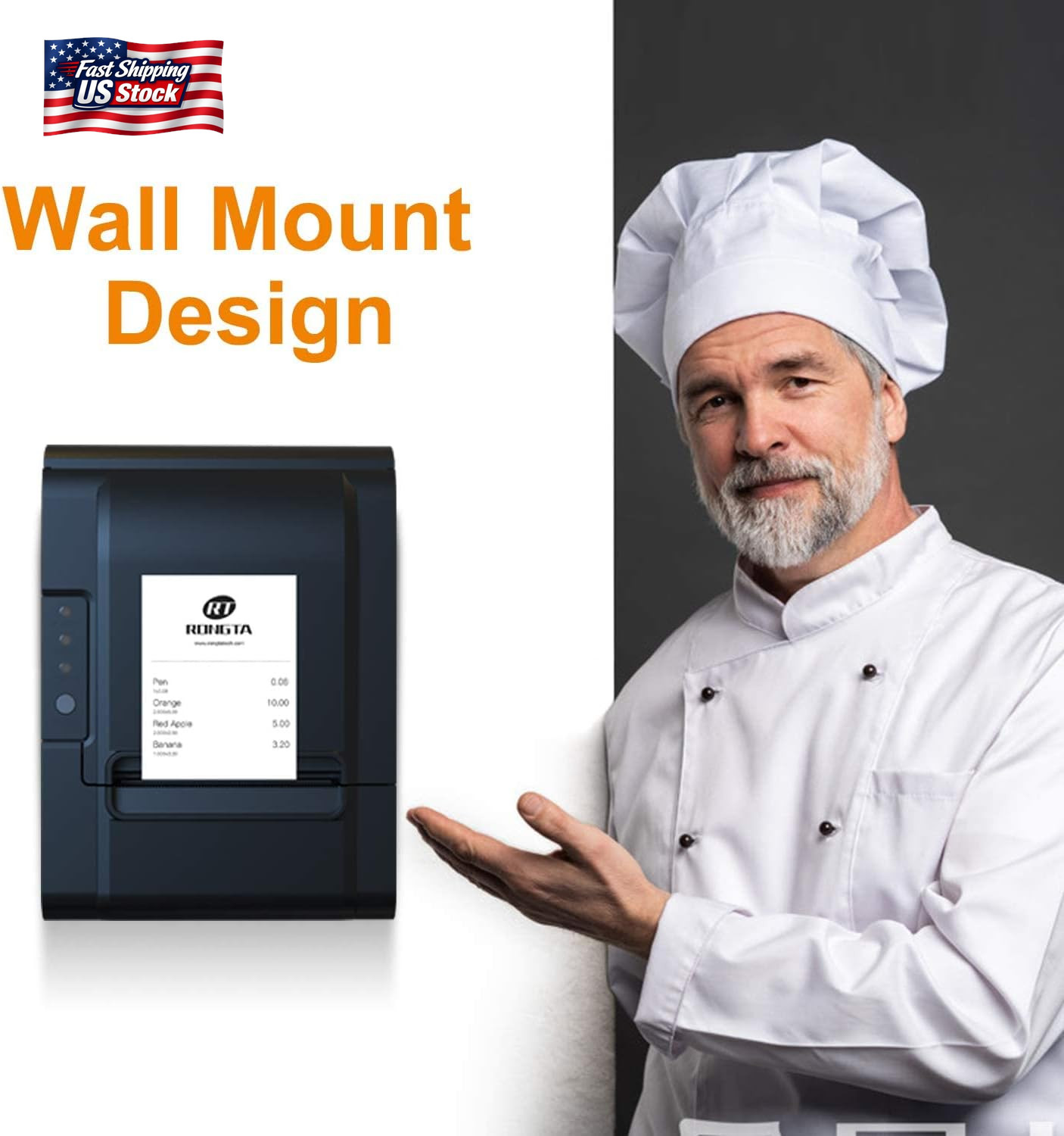Rongta POS Printer, 80Mm USB Thermal Receipt Printer, Restaurant Kitchen Printer