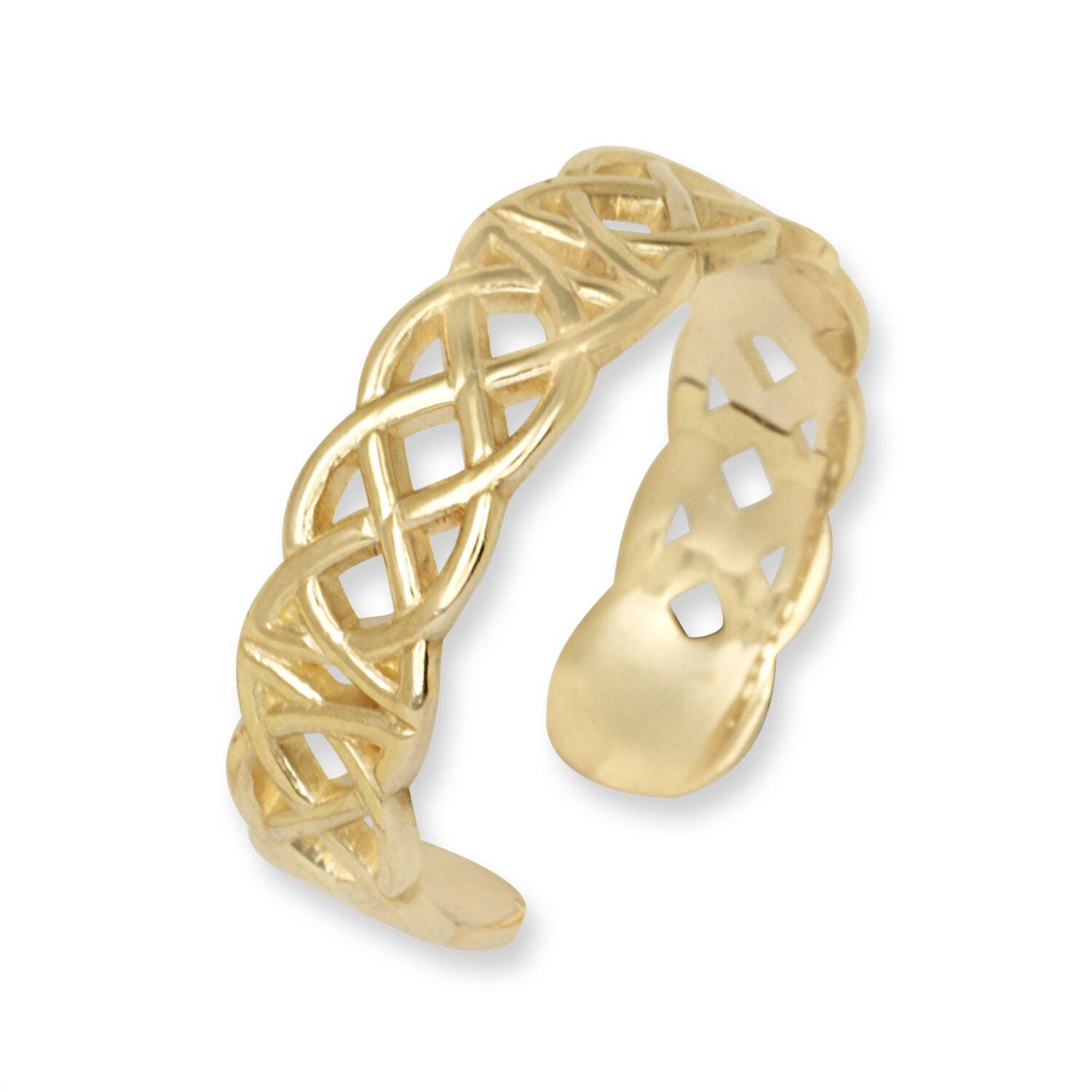 Solid 10k or 14k Yellow or White Gold Adjustable Celtic Braided Toe Ring -