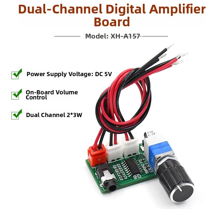 PAM8403 3W x2 Class D Audio Board with Built in Volume Control and AUX Input