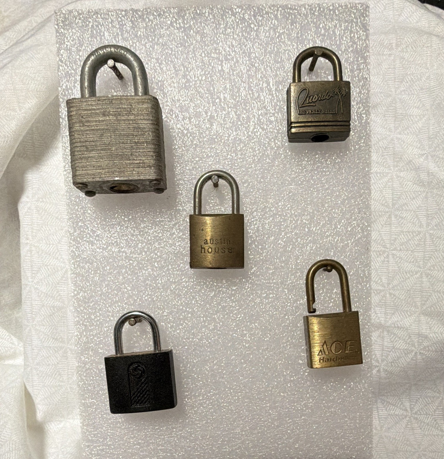 Vintage Padlock Lot of 5 ACE Hardware Brass Steel Locks No Keys Untested