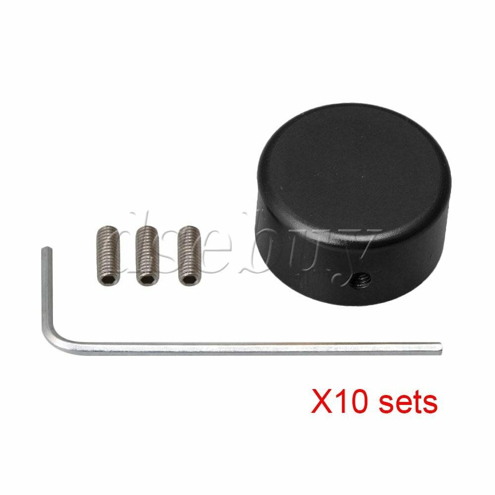 Guitar Effects Parts Stomp Switch Pedal Box Foot Knob Metal Black Pack of 10