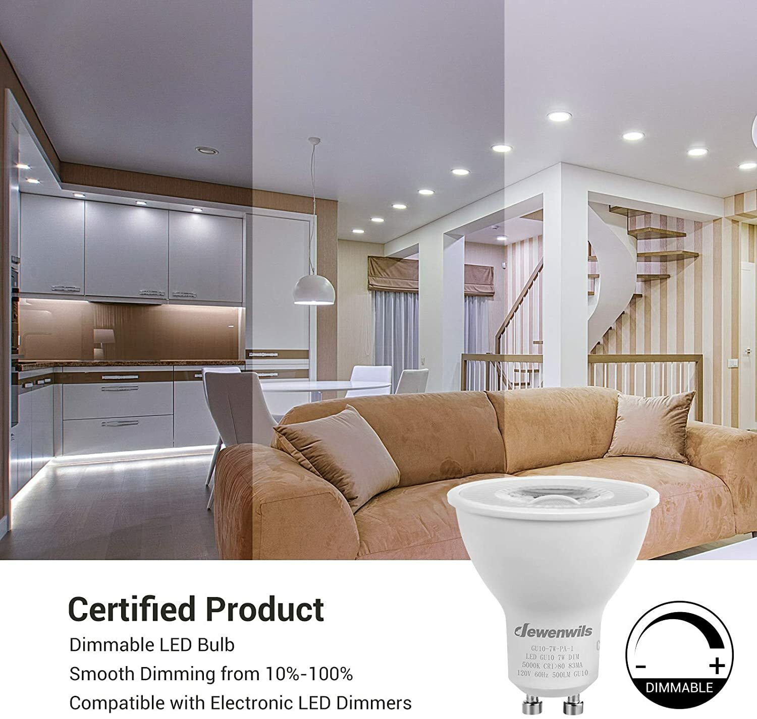 6 Pack GU10 Dimmable Bulb 7W(50W Equivalent) LED Bulbs 5000K Daylight