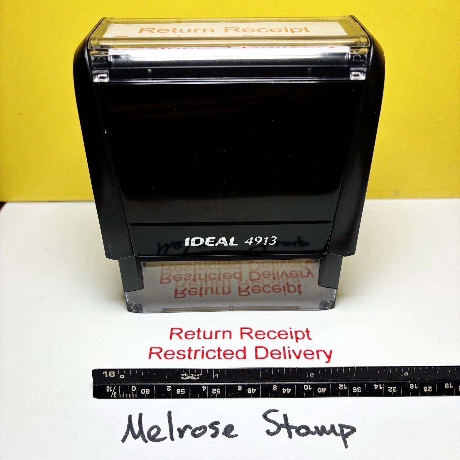 Return Receipt Restricted Delivery Rubber Stamp Red Ink Ideal 4913