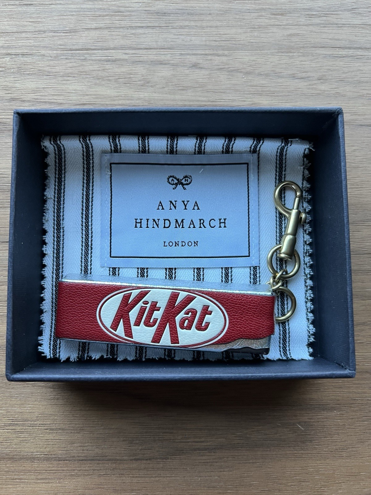 Anya Hindmarch Kit Kat Kitkat Charm Keychain Red Leather Bag Charm