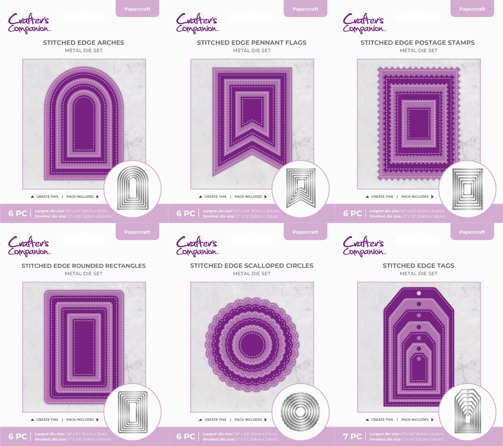 Crafters Companion - Stitched Nesting Collection - Metal Dies