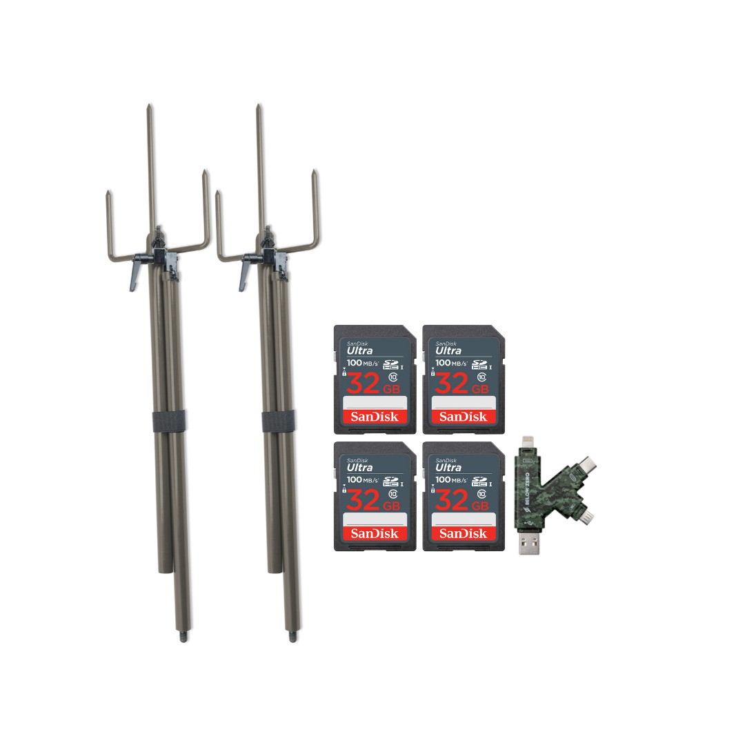 Stealth Cam Trail Camera Mount Stick 2 Pack 4 Pack Memory Card Bundle