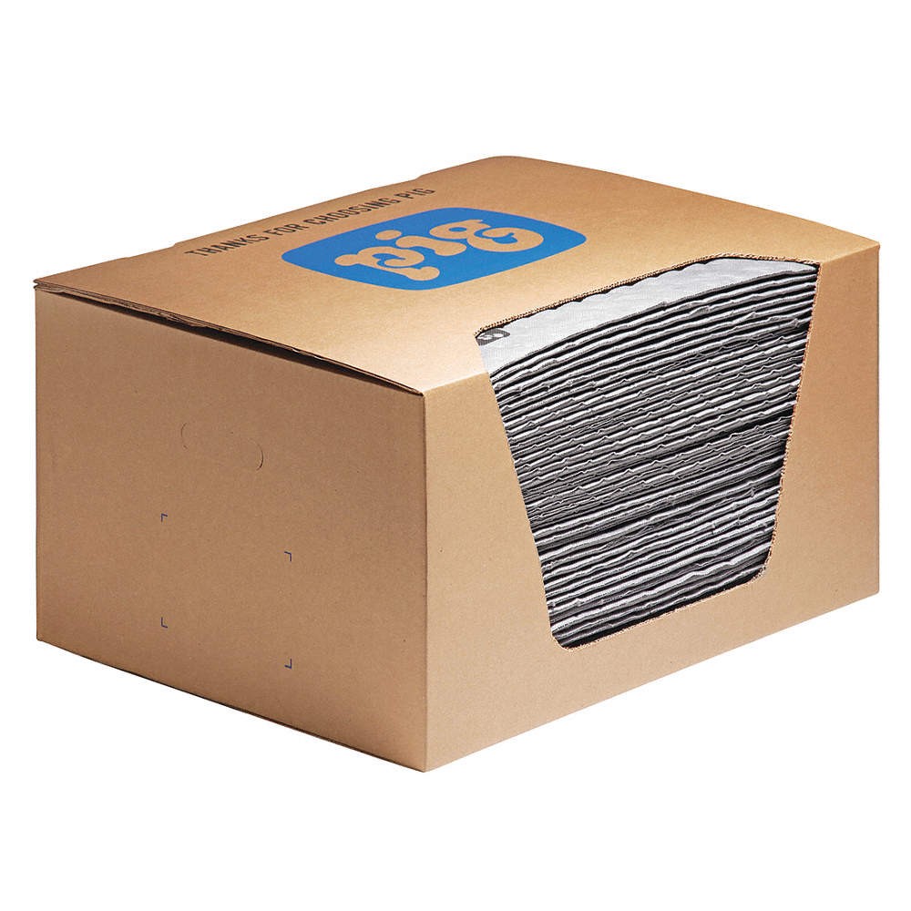 PIG MAT2101 Absorbent Pad,Universal,Gray,PK50 30PY55