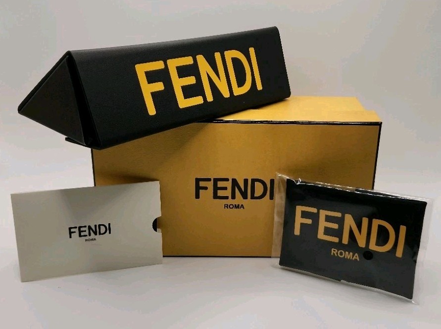 FENDI Roma Eyeglass Case w/ Cloth & Box (Yellow Logo) - NEW