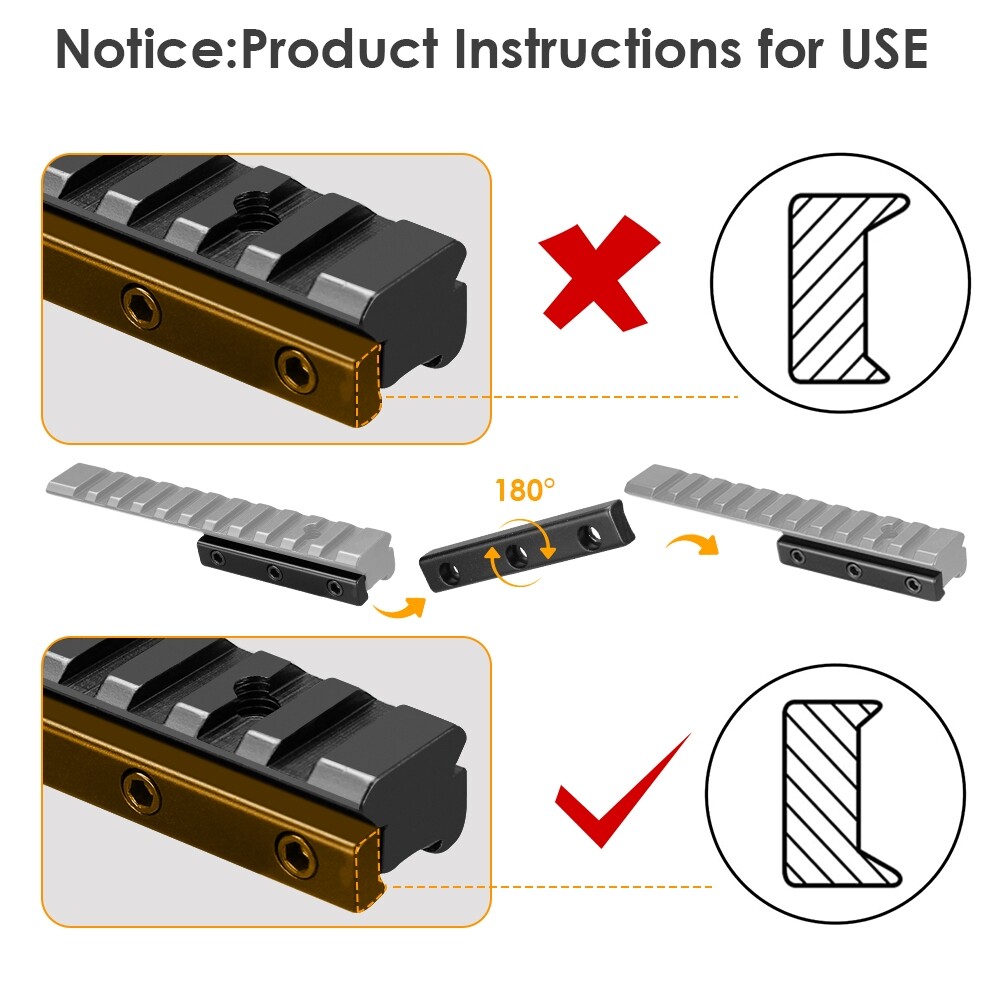 Dovetail Extension Adapter Riser Rail Mount Base 11mm Conversion to 20mm Rail