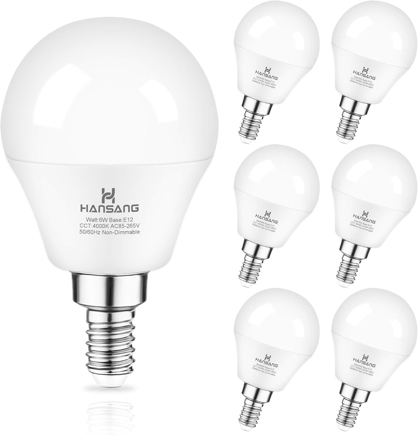 Ceiling Fan Light Bulb E12 LED Bulb 4000K Natural Daylight Candelabra LED Bulb 6