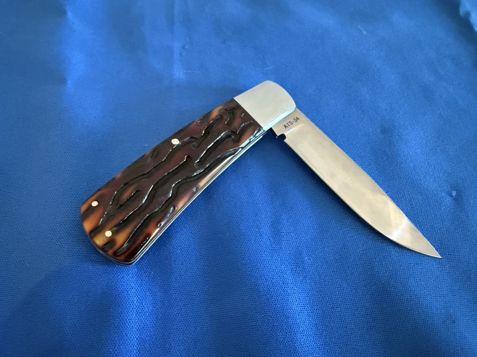 Custom Ray Cover Stag Handle Pocket Knife -- Mint and Unused