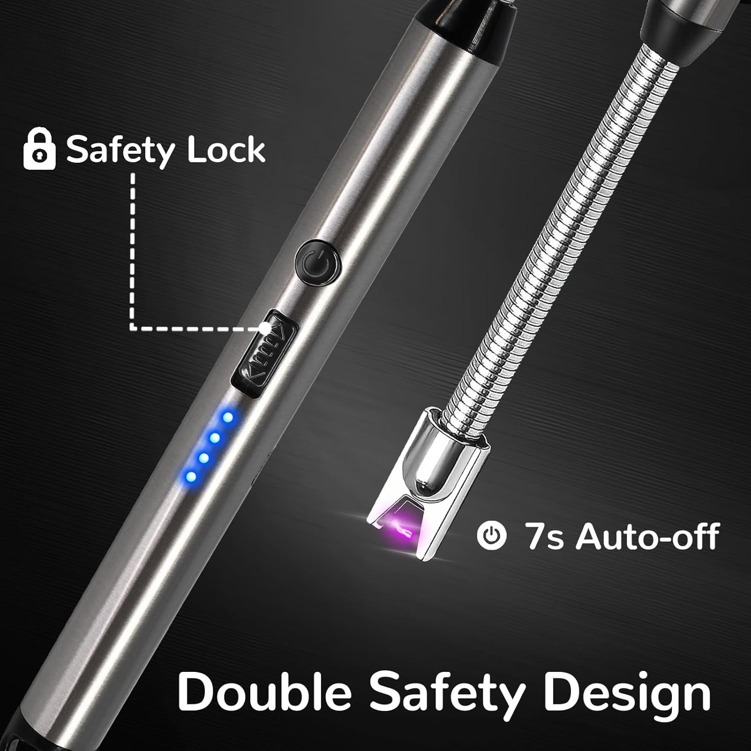 2 pcs Torch Lighter Refillable Butane Long Flexible Neck Multipurpose Black Rech