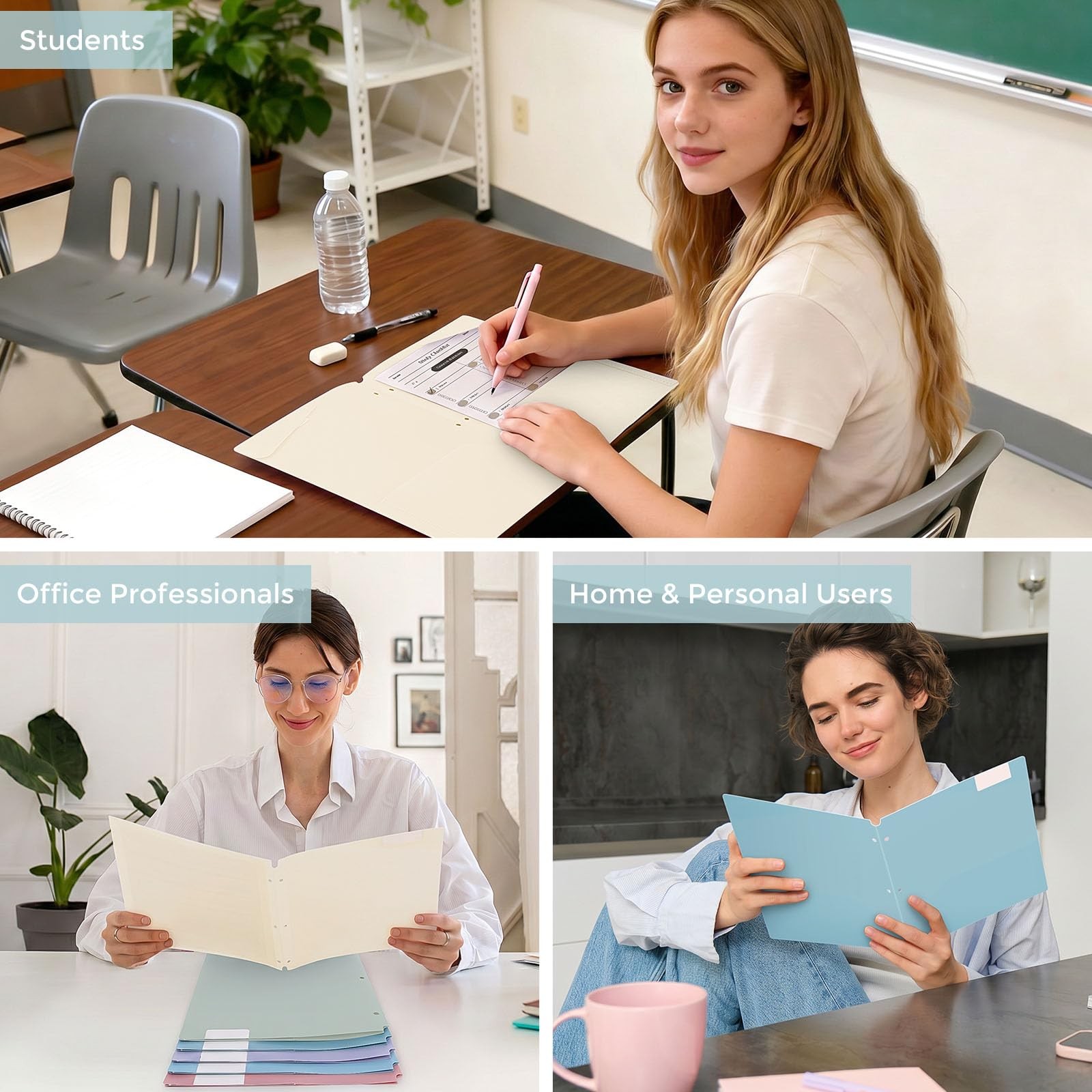 SKYDUE 6 Pack Folders Boho Pastels