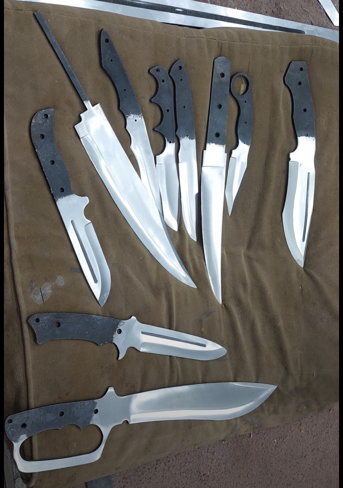 LOT OF 10 CUSTOM HANDMADE STAINLESS STEEL BLANK BLADES FOR KNIFE MAKING SUPPLIES