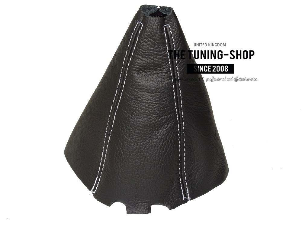 For Skoda Fabia I RS 1999-2007 Shift Boot Black Genuine Leather White Stitching