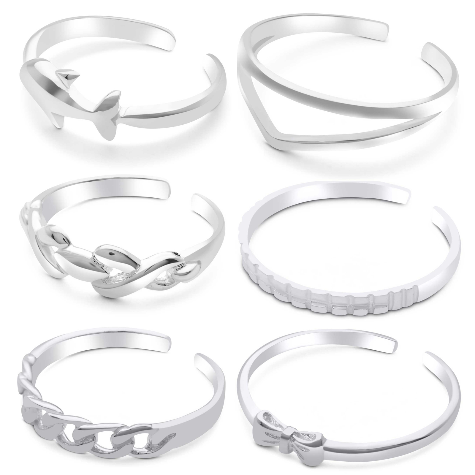 High Polished Sterling Silver Toe Rings for Women Beach Jewelry- Kezef Creations