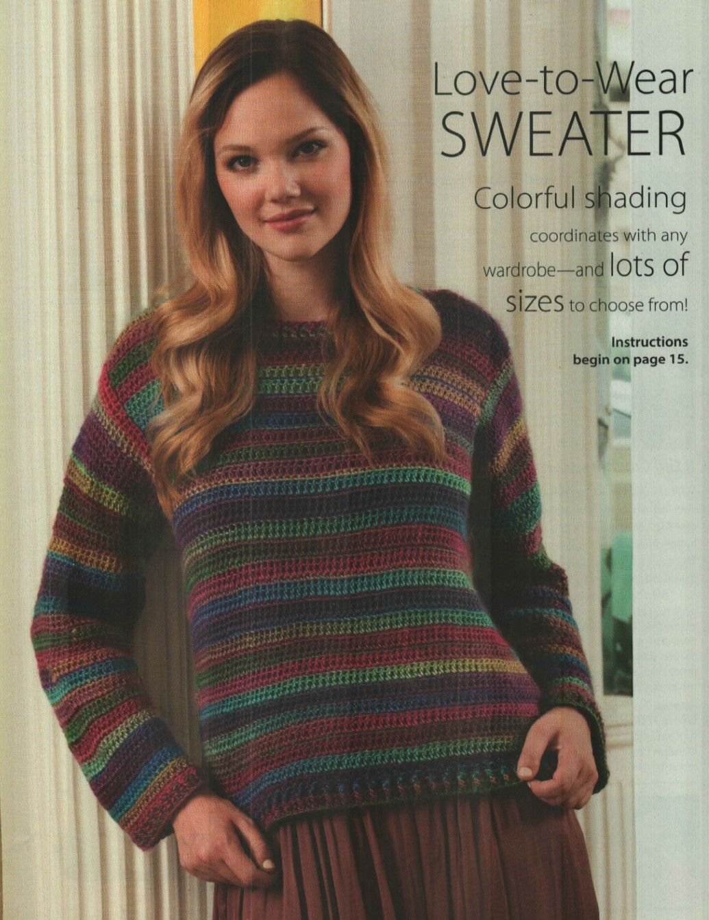 LOVE-TO-WEAR SWEATER 6 SIZES WOMEN'S CROCHET PATTERN INSTRUCTIONS