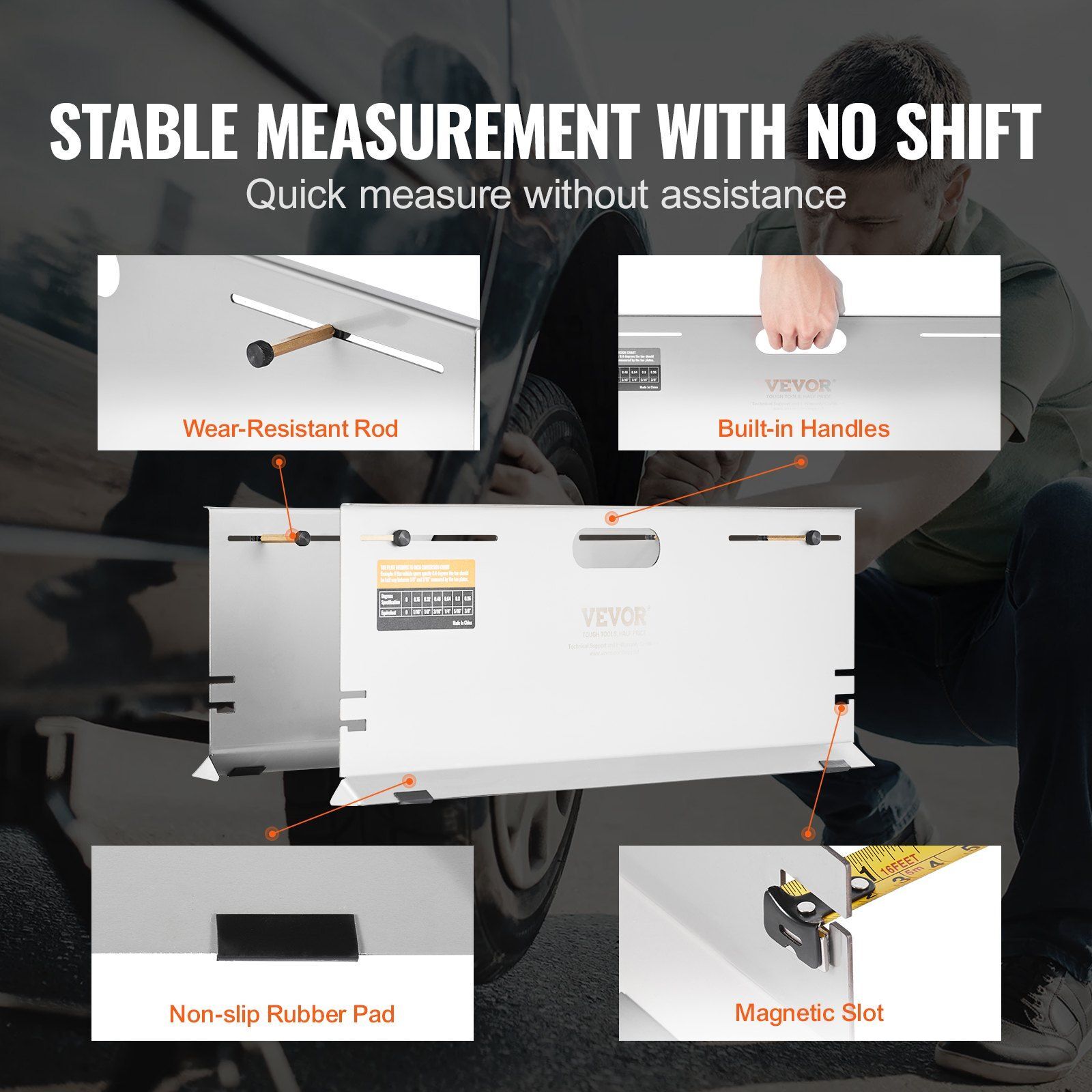 2-Pack Alignment Tool Toe Plates with Measuring Tapes and Conversion Chart