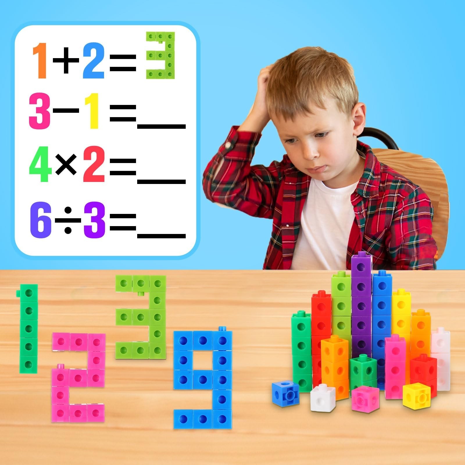 Jenaai 1000 Pieces Linking Counting Cubes, Plastic Counting Blocks, Colorful ...