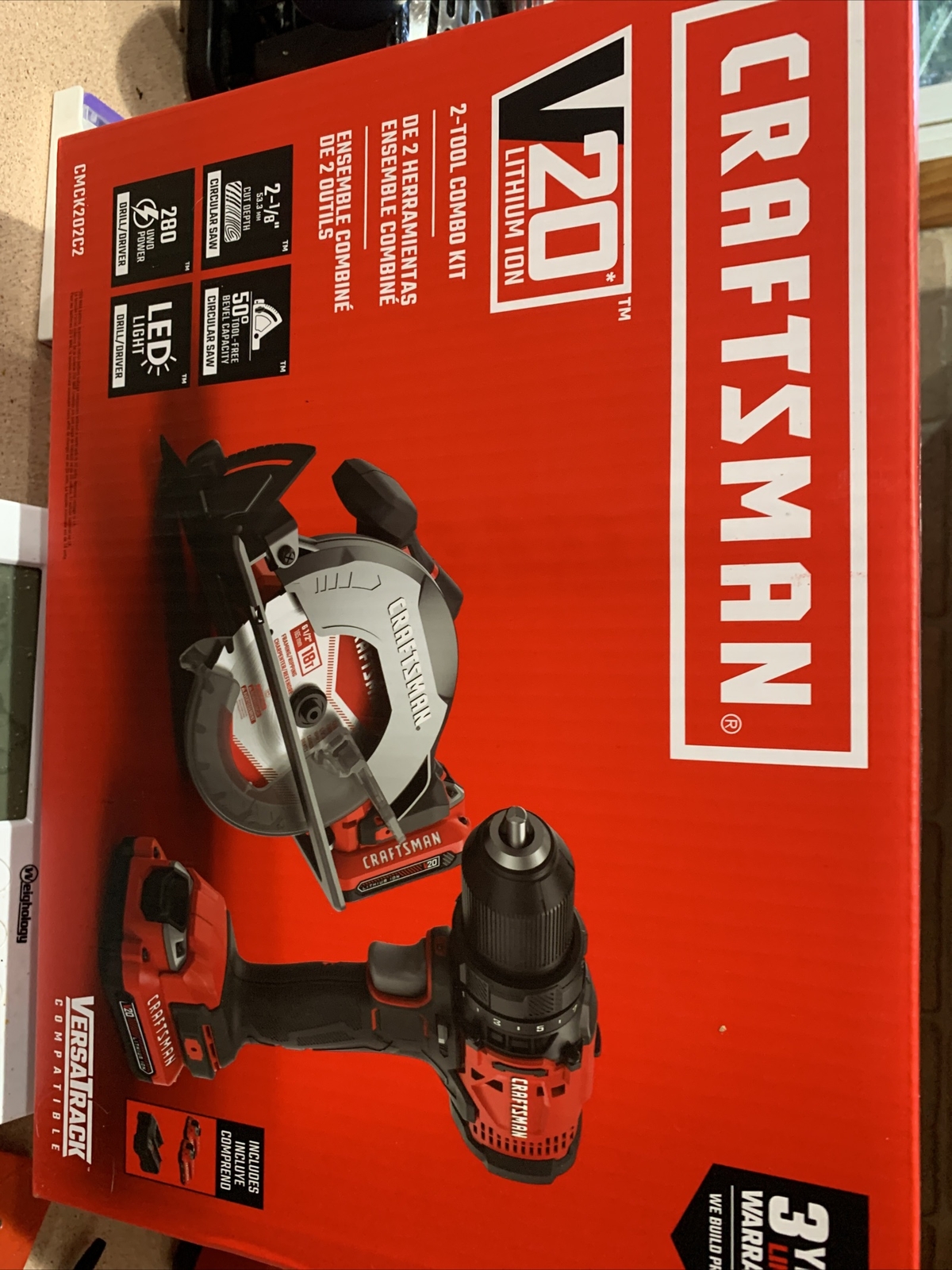 NEW Craftsman V20 2 Tool Combo Kit Circular Saw 1/2” Drill 2 Batteries/ Charger