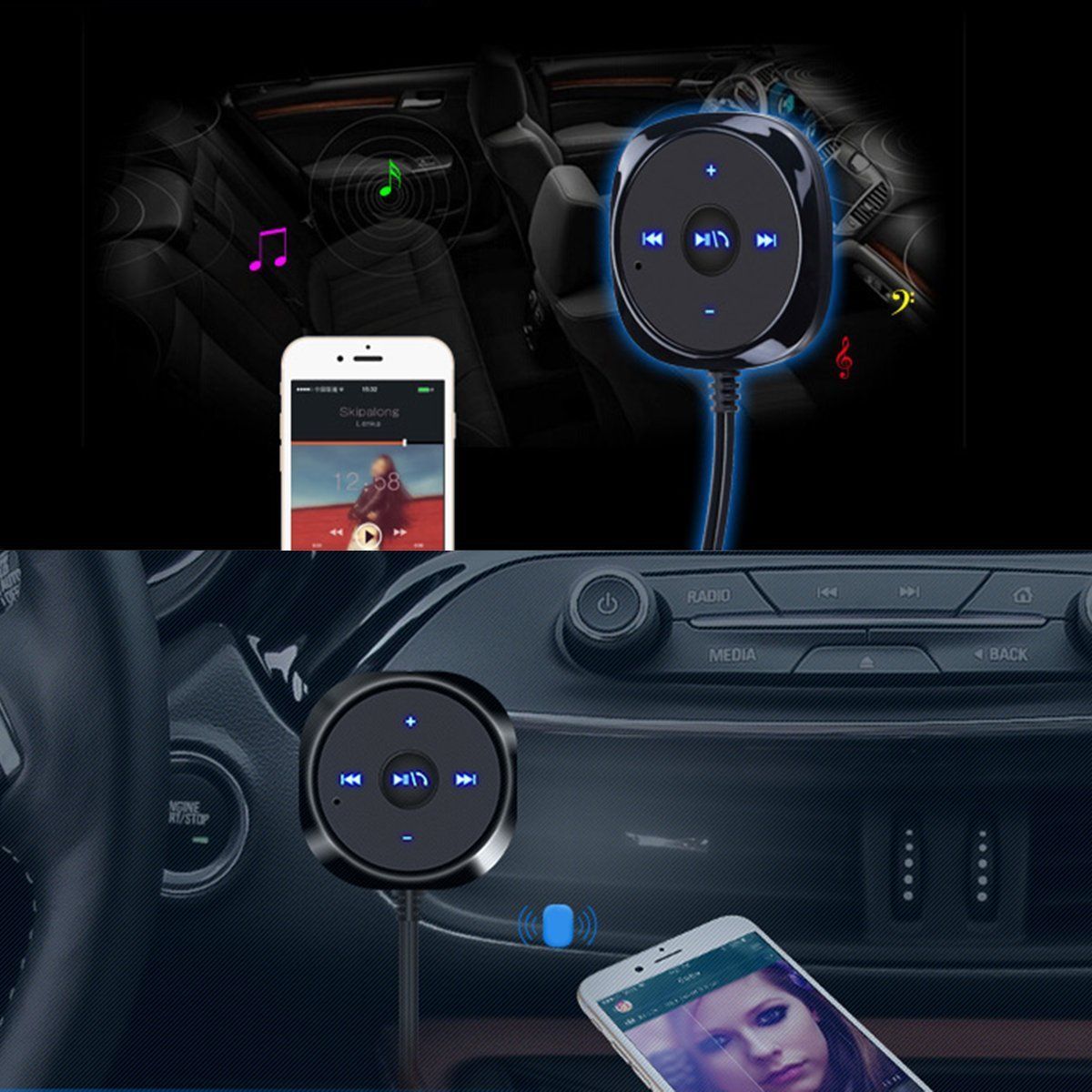 Wireless Bluetooth Adapter/Dongle to AUX Out for Car Speaker System FM Radios US