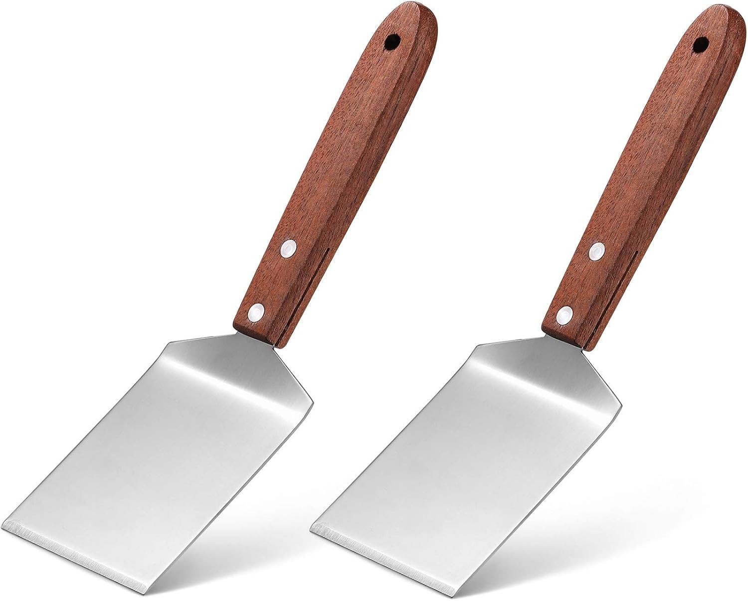 Newtay 2 Pieces Small Brownie Cookie Spatula Metal Stainless Steel Wooden Handle