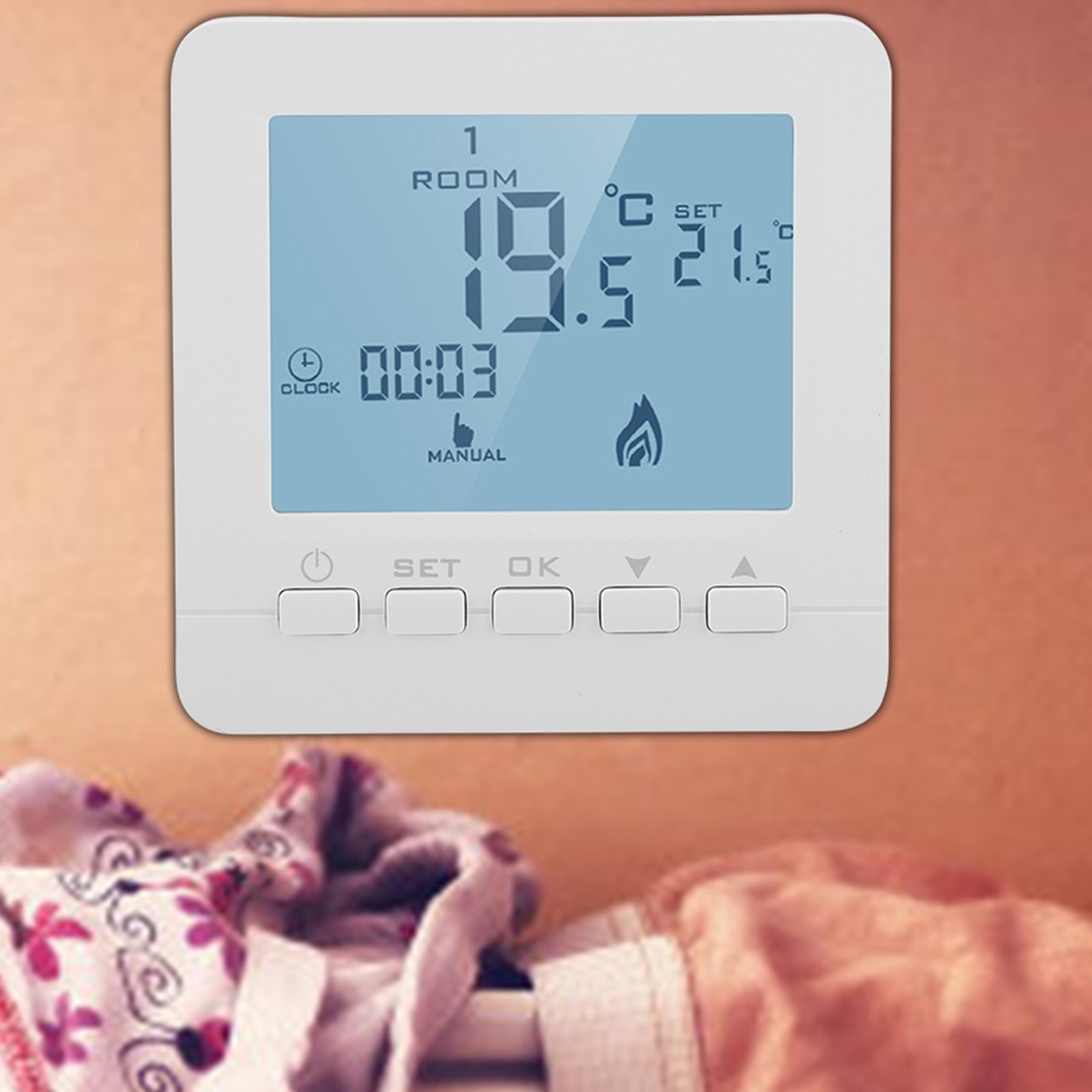 LCD Digital Thermostat With Data Memory Function For Office Spaces