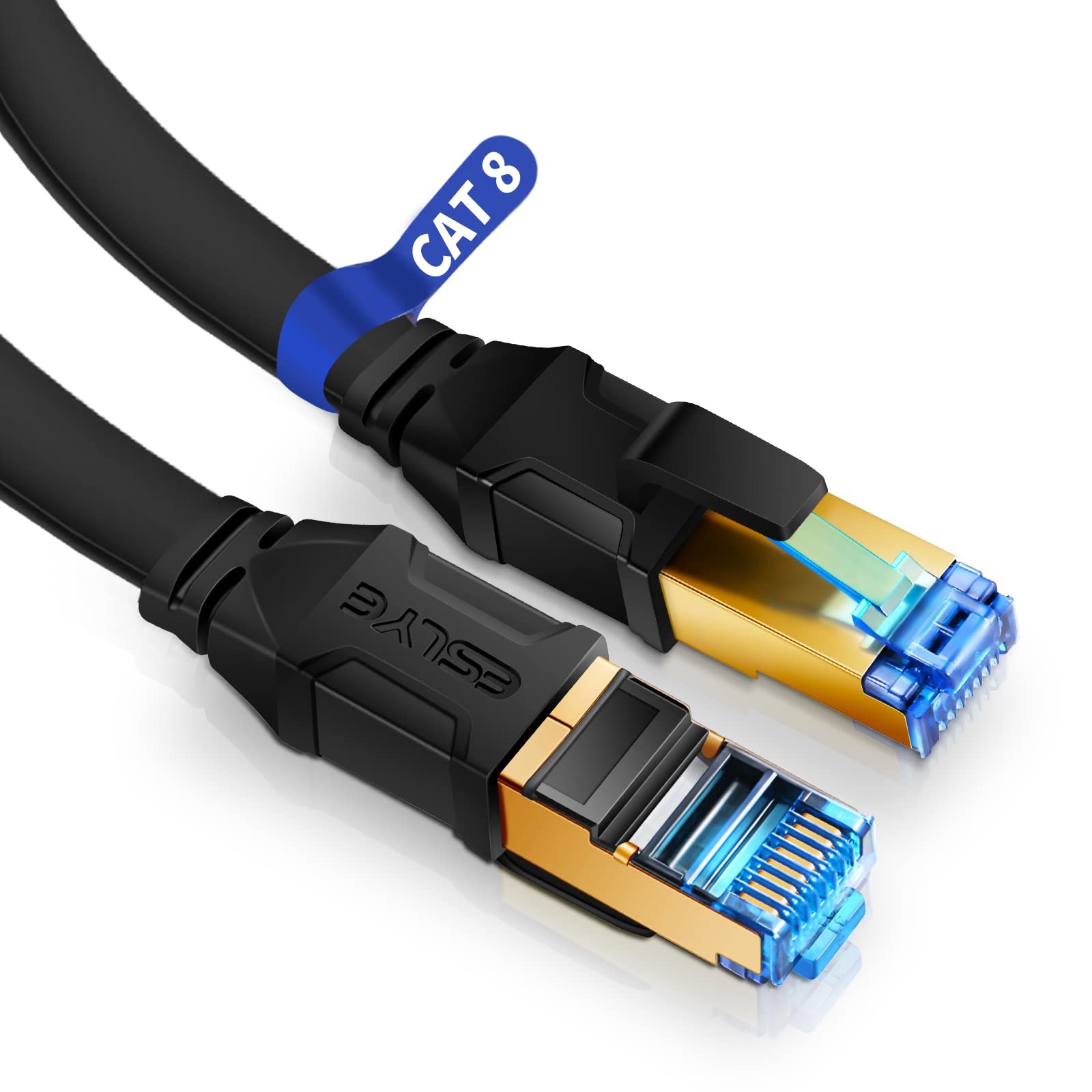 Eslye CAT 8 Ethernet Cable, High Speed Flat Internet Network 3FT 2PACK, Black