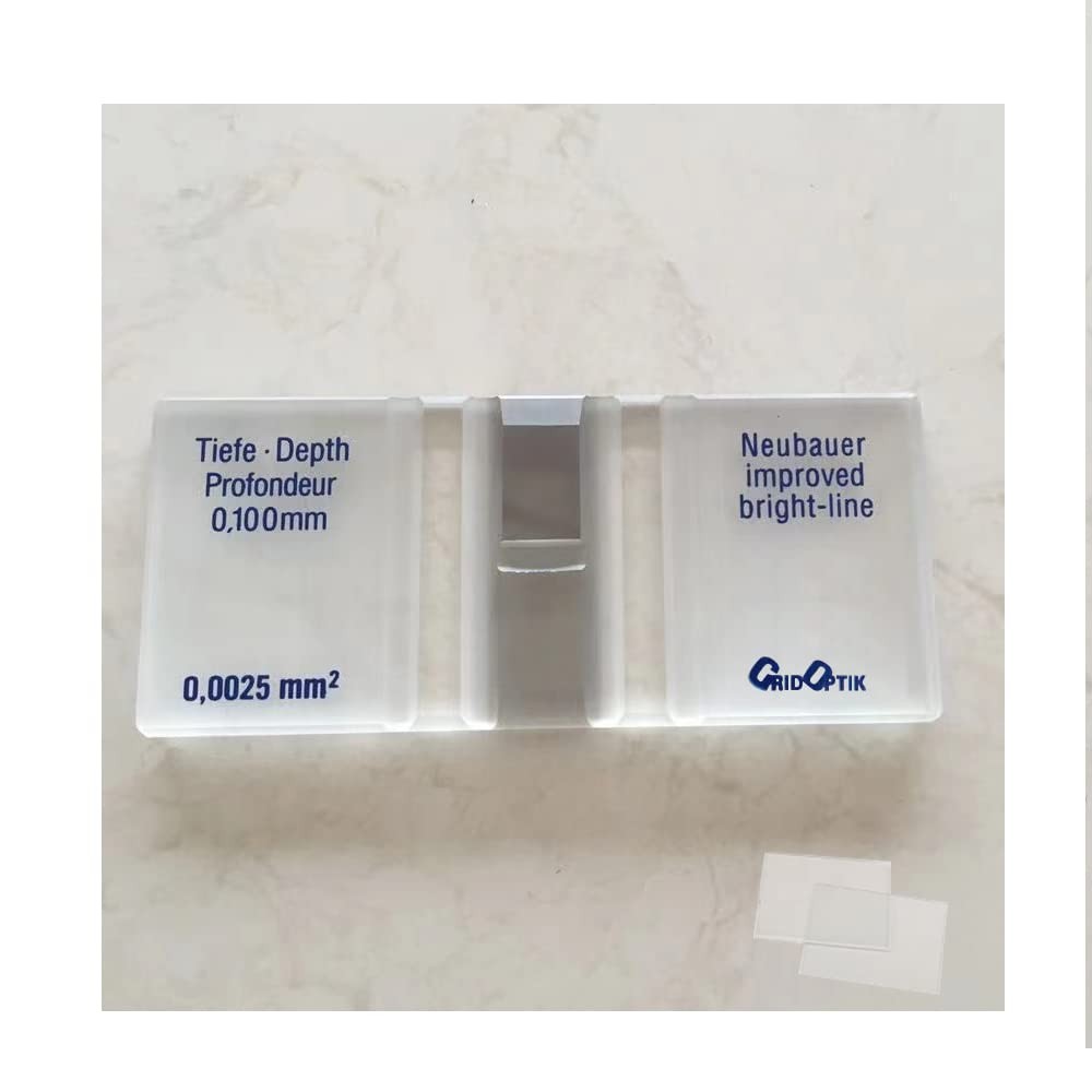 Cell Counting Chamber，Improved Neubauer Hemocytometer with Bright Line and 2 pcs