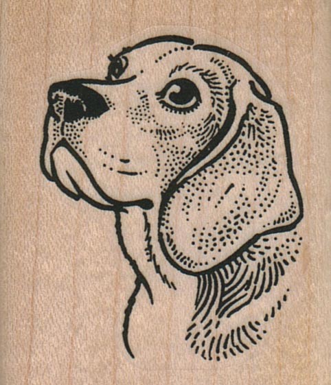 Beagle Dog Head 1 3/4 x 2" Rubber Stamp, Animal Stamp, Dog Stamp, Beagle